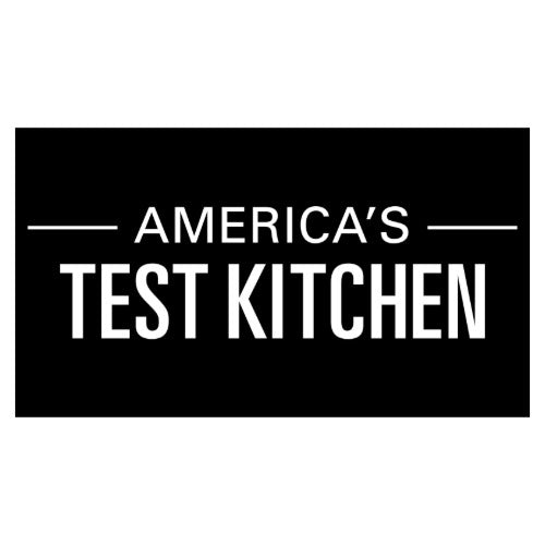 Logo of America's Test Kitchen with black background and white text