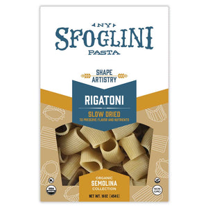 Package of Sfoglini Semolina Rigatoni pasta