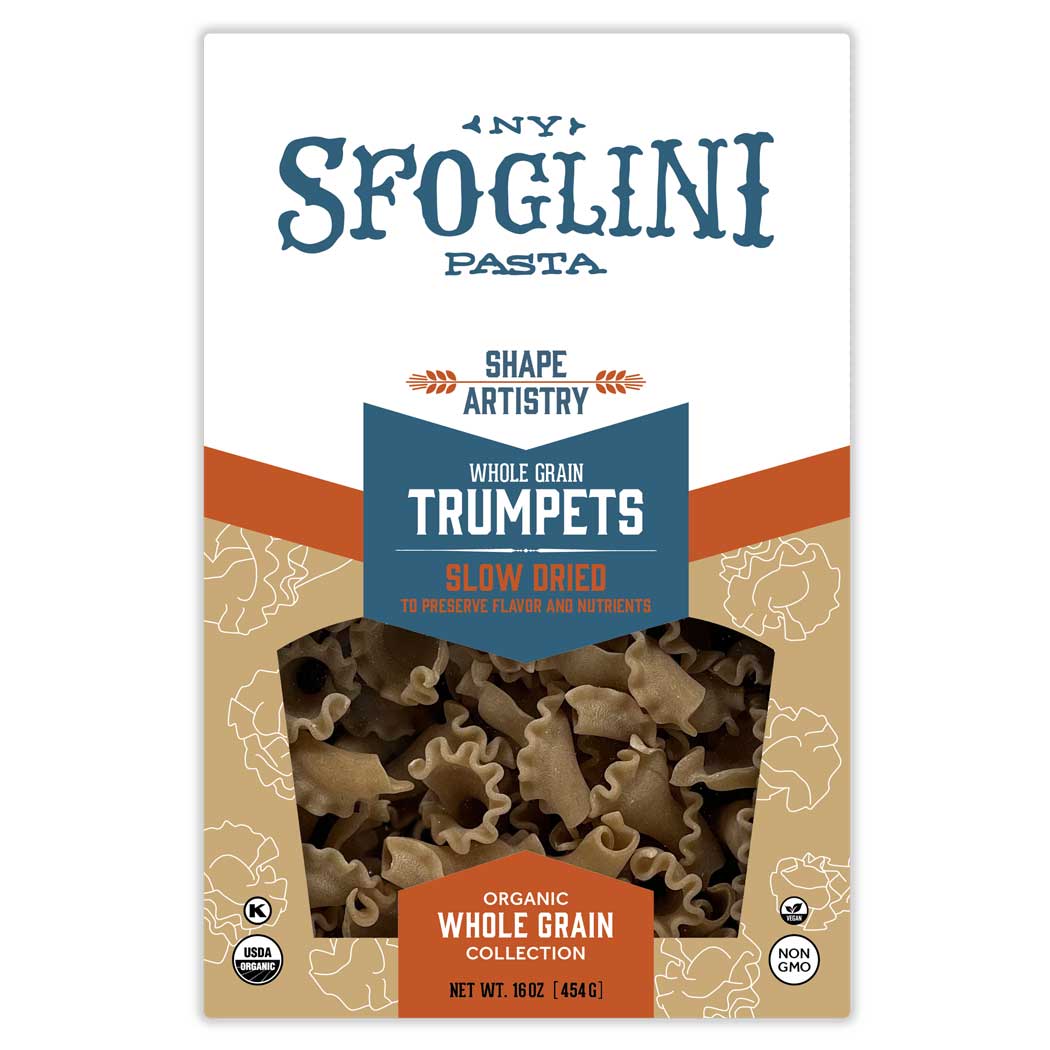 Package of Sfoglini Whole Grain Blend Trumpets pasta